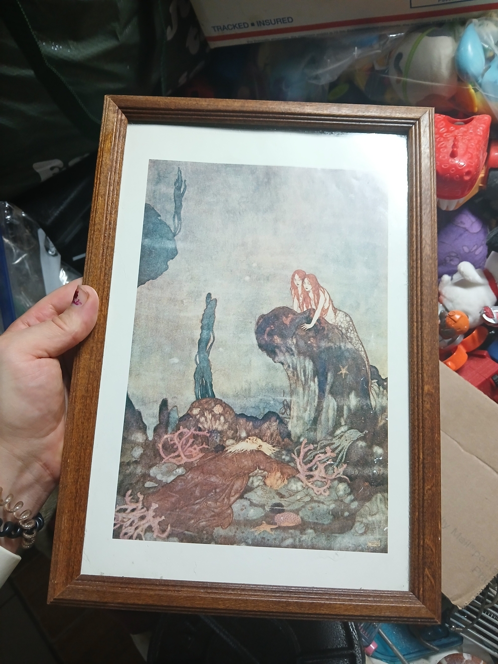 Framed 13x9"  illustration "Full Fathom Five" Edmund Dulac for a 1908 edition
